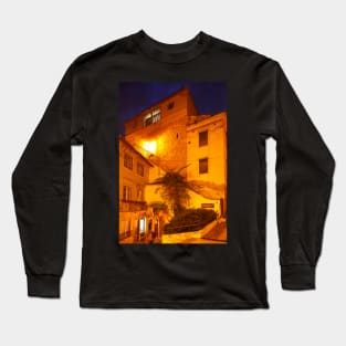 City tower, Torre de Almedina, tower, old town, dusk, Coimbra, Beira Litoral, Regio Centro, Portugal Long Sleeve T-Shirt